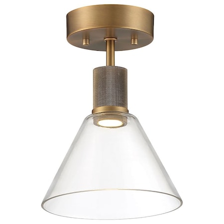 Access Lighting Port Nine Martini, Martini LED SemiFlush, Antique Brushed Brass Finish, Clear Glass 63146LEDD-ABB/CLR